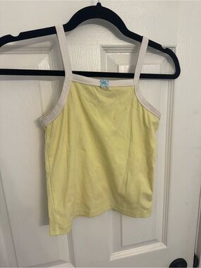 Edikted Yellow Tank Top with White Trim and Pink Label